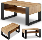 Elutoa laud diivanile, kohvilaud must tammepuust koos hoiuruumiga, kaasaegne elutoa laud, kohvilaud, v&auml;ike laud, 92 cm lai kohvilaud, tugev maja laud