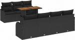 8-teiliges Garten Sofa Set mit Kissen Schwarz Poly Rattan Akazie, 2-Sitzer Garten Sofa mit Kissen Schwarz Poly Rattan Gartenlounge Model3349421