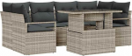 7-teiliges Garten Sofa Set mit Kissen Hellgrau Poly Rattan Gartenlounge Model3348758