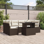 7-teiliges Garten-Sofa-Set mit Kissen in Braun aus Poly Rattan Gartenlounge Model3348754