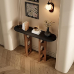 Kitsas konsoollaud, t&auml;ispuidust, k&uuml;ljelaud, kitsas, selge tera, koridorilaud, T-kujulised jalad, &uuml;mmargune s&uuml;vend diivanile, koridorile, elutuppa, sissep&auml;&auml;sualale (must, 130 x 35 x 80 cm / 51 x 14 x 31 cm).