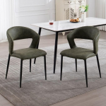 chairus S&ouml;&ouml;gitoa toolid komplekt 2 seljatoega, kaasaegsed kunstnahast k&ouml;&ouml;gitoolid k&ouml;&ouml;ki, s&ouml;&ouml;gituppa, elutuppa, metallist jalgadega polsterdatud toolid, oliivroheline