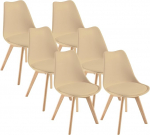 DEWINNER Skandinaavia retro s&ouml;&ouml;gitoa toolid, k&ouml;&ouml;gitoolid, seljatoega, polsterdatud tahke p&ouml;&ouml;gist iste (beež, 6 tk)