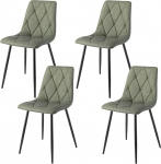 MOMMA HOME 4 s&ouml;&ouml;gitooli komplekt rohelisest kunstnahast pehme metallist struktuur mustas mudelis VA - tugitoolid elutuppa Elegantne disain