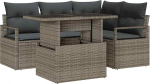 5-teiliges graues Garten Sofa Set mit Kissen Poly Rattan, 2-Sitzer graues Garten Sofa mit Kissen Poly Rattan Gartenlounge Model3348815