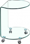 Meubletmoi &uuml;mmargune klaasist k&uuml;ljelaud - L&auml;bipaistev klaasist otselaud ratastel - Ambiance Modern - Ice