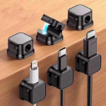 Kabel-Organizer, 6 St&uuml;ck, Kabel-Clips, magnetisch, selbstklebend, Drahthalter f&uuml;r Schreibtisch, Nachttisch, Ladekabel, HDMI, USB, Audiokabel, B&uuml;ro, Zuhause, Schwarz