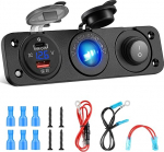 Kohree USB C pesa 12 V, t&uuml;&uuml;p C QC 3.0 auto USB pesa 12 V USB pesa haagissuvila auto USB pesa paigaldus laadija pesa paneel, LED voltmeeter, sigaretis&uuml;&uuml;taja jaotur, sisse/v&auml;lja l&uuml;liti, sisse/v&auml;lja l&uuml;liti