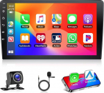 Motorsi [2+64G] autoraadio traadita A-apple Carplay/Android autoga, 2 DIN 10.1-tolline Android 13 puuteekraaniga GPS/Bluetooth/SWC/FM/RDS/WiFi/USB + tagurduskaamera