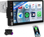 SIXWIN 1 DIN autoraadio juhtmevaba Carplay Android autoga, 7-tolline puuteekraaniga toetus Bluetooth/FM/EQ/2 USB/AUX/Lien Miroir/YouTube/Video v&auml;ljund + rooliratta juhtimine