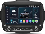 Autoraadio stereo Jeep Renegade 2015 2016 2017 2018 2019 2020, Android 14 GPS navigatsioon 9-tolline HD IPS QLED 720 x 1280P puuteekraan Sisseehitatud Autoplay Carplay 4G LTE Bluetooth 5.0 DSP SWC (4+64GB)