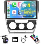 4G + 64G juhtmevaba Carplay Android 13 Autoradio 2 DIN VW Skoda Octavia 2007-2014 juhtmevaba Android auto GPS navigatsiooniga WiFi 10.1-tolline autoraadio koos Mirror Link Bluetooth FM/RDS/32 EQ/SWC-ga