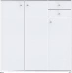 Forte Tempra 2 Chest of Drawers with 3 Doors and 2 Drawers, Wooden, White, W x H x D: 108.8 x 111.1 x 34.8 cm