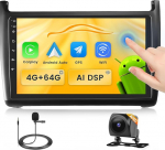 Fuluku 4+64G Android autoradio VW Polo 6R 6C 9N 2008-2016 juhtmeta autoside ja Android autoga, 9-tolline IPS puuteekraaniga raadio Bluetooth 5.0/GPS/reziimiskaamera/FM/WiFi/SWC-ga