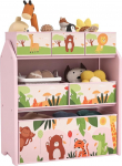 AIYAPLAY Kids Storage Unit, 3-Tier Toy Organiser Shelf with 6 Removable Storage Boxes, for Playroom, Bedroom, Children's Room, Pink
