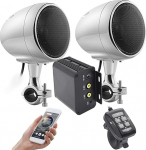 iMESTOU mootorratta v&otilde;imendi audios&uuml;steem koos AUX, MP3, FM-raadio, 4-tolline t&auml;isulatuslik veekindel Bluetooth stereok&otilde;lar, sobib 1 kuni 3,8 cm juhtraua mootorratastele ATV UTV RZR