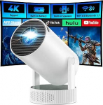 Projektor koos akuga, mini projektor toetab 4K resolutsiooni, 220&deg; p&ouml;&ouml;ramist, sisseehitatud k&otilde;larit ja Bluetooth projektorit, autokeystone WiFi 6 projektorit kodukino, magamistoa ja v&auml;litingimustes kasutamiseks.