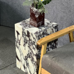 Luxury Marble Side Table Square Side Table for Modern Sofa and Bed Living Room Sofa Bedroom (Calacatta Viola)