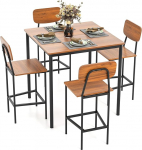 Tangkula Counter Height Dining Table Set, Bar Table and Chairs, Pub Table and Chairs Set of 4, Space-Saving Dinette Set for Breakfast Corner