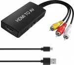 DigitPro HDMI to RCA Converter, HDMI to AV adapter, to Composite CVBS 1080P Audio Video koos AV kaabliga, &uuml;hildub PAL/NTSC-ga PC, TV, Wii, Xbox, Set-Top Box, VHS jaoks
