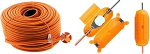 Zenitech pikenduskaabel, 16 A, HO5VV-F, 2 x 1,5 mm&sup2;, oranž, 50 m. & Brennenstuhl Safe-Box Big IP44 / Kaitsekarp pikenduskaablile (kaitsekapsel v&auml;likaablile) kollane