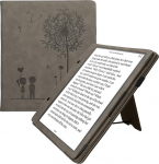 kwmobile Kaitsekott &uuml;hildub Amazon Kindle Scribe Flip Case Cover koos k&auml;terihmaga Dandelion Love Grey
