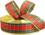 Amajoy Punane traadiga ruuduline kangaslint Festivalilint Tartan lint J&otilde;ulukingad Garland lindi 50mm x 90m (100 Yard) Spool