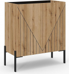 xonox.home Neo Chest of Drawers 80 x 91 x 40 cm in Body and Front Evoke Oak Replica and Black Accents - Lowboard Cabinet Sideboard Sideboard - Basic and Natural