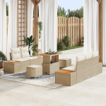 Rantry 8-teiliges Garten Sofa Set mit Kissen Beige Poly Rattan Akazie Gartenlounge Model3364811