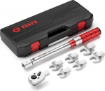 VANPO Insertion Tools Torque Wrench 20-220 Nm, 1/2 Inch Ratchet Head, 14 x 18 mm Insertion Square, 16/17/18/19/22/24 mm Open End, Torque Wrench for Air Conditioning Maintenance etc