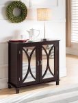 Kings Brand Furniture King Brand Marietta Espresso Wood Entrance Table Console Sofa Table Mirror Doors Wood Espresso