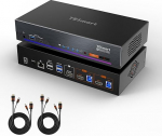 TESmart HKS201-Meister 4K @ 144Hz HDMI KVM Switch 2 PC 1 monitor m&auml;ngude jaoks, USB 3.0 HDMI 2.1 8K @ 60Hz KVM Switch, EDID, 1Gbps Ethernet, Custom Hotkey Switch, audio mikrofon, 2 KVM kaablit
