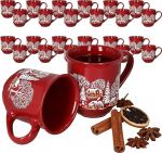 MamboCat 36 Gl&ouml;giveinitasside komplekt 0,2 L m&otilde;&otilde;tmisjoonega I Klassikaline j&otilde;uluturu tass talvise motiiviga I Gl&ouml;giveinitassid k&auml;epidemega I Suur pakend professionaalsete toitlustustarvikute keraamilised tassid Punased