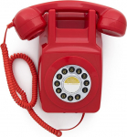 GPO 746 retro telefon koos autentse helisignaaliga ja seinakinnitusega - punane