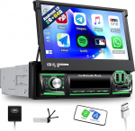 SIXWIN 2 + 64 GB 1 DIN Android 13 autoraadio koos Carplay Android Car Mirrorlinkiga, 7-tolline puuteekraaniga sisset&otilde;mmatav k&auml;sitsi WiFi GPS Bluetooth RDS/FM 2USB TF AUXiga