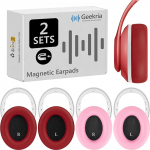 Geekria Snap-Ohrpolster, magnetisch, einfach zu wechseln, Ohrpolster in Sekunden austauschen, Reparaturteile f&uuml;r Ohrmuscheln (Pink + Rot + Proteinleder)