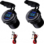 Auto QC3.0 USB-laadija Dual Port 9V ~ 32V 36W kiirlaadimine LED digitaalse voltmeetri n&auml;idikuga l&uuml;liti s&otilde;idukitele Paat mootorratta maasturibuss veoauto haagissuvila meres&otilde;iduki jaoks (2PCS QC 3.0 USB)