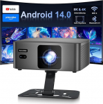 ZDSSY Mini projektor 8K toetab Native 1080P Smart Projector Android 14, kaasaskantav koos WiFi 6 BT 5.2 autokinnitusega, kaasaskantav projektor v&auml;ike mobiiltelefoni projektor kodukino 90&deg; stendiga, must