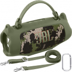 Khanka JBL Charge 6 jaoks Silikoonist kaitsekott eemaldatava &otilde;larihma ja kasuliku konksuga, paindlik pehme &uuml;mbris JBL Charge 6 kaasaskantavale Bluetooth-k&otilde;larile, ainult &uuml;mbris (oliivroheline)