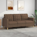 SECOLI 3 Seater Sofa, 3-Seater Sofa, Fabric Small Couch, Modern 3 Seater Guest Sofa with Armrest, Tufted Loveseat Sofas for Living Room/Bedroom/Office/Apartment, 180 cm, Brown