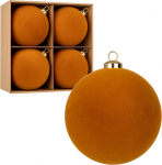 Hollyone Pack of 4 suurt sametist j&otilde;ulukuulde, pruun, 12 cm helvestunud j&otilde;ulupuu kuusepallid, purunemiskindel dekoratiivne rippuv kaunistus j&otilde;ulupuu, p&uuml;hade, peo, j&otilde;ulukaunistuste jaoks.