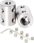 Starre Kupplung, 4 mm bis 6,35 mm Bohrung, L22 x D14, Schraubwellenkupplung, Motorverbinder, Edelstahl, f&uuml;r 3D-Drucker, Motorzubeh&ouml;r, RC-Boot, Auto, Flugzeug, 2 St&uuml;ck