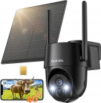 Codnida 4G LTE Cellular Outdoor Surveillance Camera with SIM Card 2K HD, No WiFi Solar Camera, Colour Night Vision, PTZ, IP65 Waterproof, Black