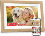 Frameo WLAN digitaalne pildiraam 10,1-tolline t&auml;ispuidust, HD 1280 x 800 IPS puuteekraaniga elektrooniline pildiraam 32GB m&auml;luga, automaatne p&ouml;&ouml;ramine, lihtne fotode ja videote &uuml;lekandmine