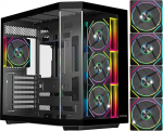 EMPIRE GAMING ECL251 - Mid-Tower Gaming PC korpus ATX - 4 x 120 mm PWM ARGB ventilaator koos eelpaigaldatud kontrolleriga HUB - kolmekordne karastatud klaas - USB Type-C (must)