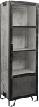 MASSIVMOEBEL24.DE Mango Display Cabinet 60 x 40 x 180 Grey Varnished Heavy Industry #140