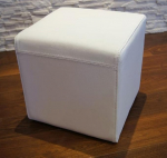 Quattro Meble ehtne nahast jakkum 40 x 40 x 40 cm lehmanahast istme kuubi jalak&auml;ijate polsterdatud jakkum Ehtne nahk Puff valge