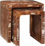 2 STK Nesting-Tischen Satztische Braun Modern Beistelltisch Side Table Wohnzimmer Wohnraum Upgecyceltes Holz Simpel Praktisch