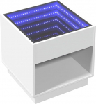 vidaXL kohvilaud, Infinity LED-iga k&uuml;ljelaud, diivanilaud, kohvilaud elutuppa, teelaud, elutoa laud, valge puitmaterjal klaasist