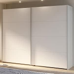 Forte SOPHISTISPACE Riidekapp 270, 2-ukseline l&uuml;kandustega riidekapp riiulite ja riidehoidjaga, valge, laius 269,8 cm, k&otilde;rgus 210,5 cm, s&uuml;gavus 62,9 cm
